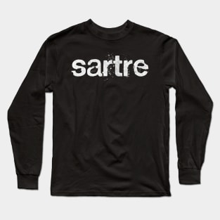 Sartre / Faded Vintage Look Fan Design Long Sleeve T-Shirt